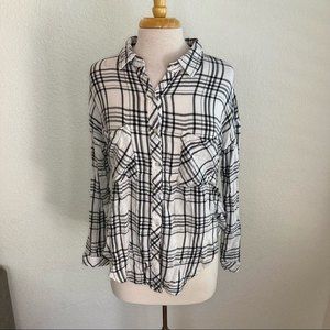 The laundry room plaid preppy Long sleeve button down shirt rayon soft flowy